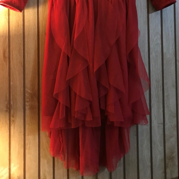 Red Shimmery Dress For Girls - Picture 3 of 4